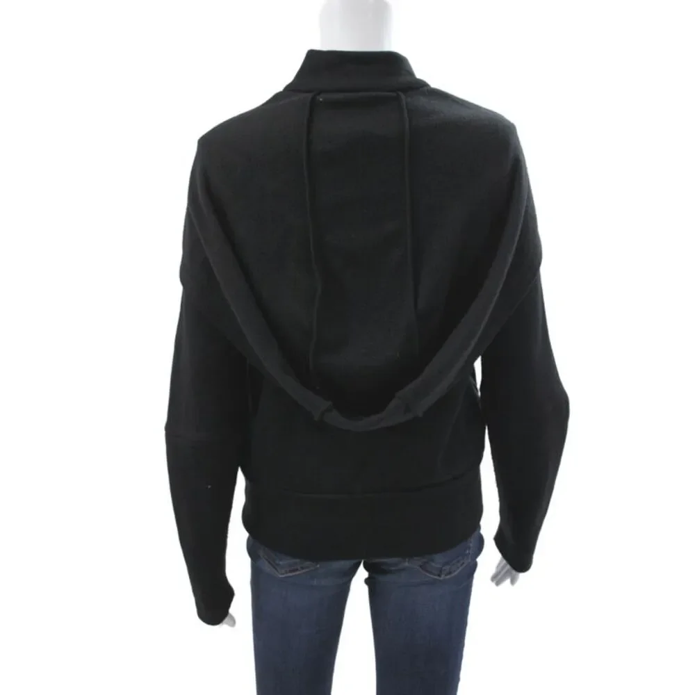 Alo Yoga Women Track Jacket Black Zip High Neck Long Sleeve Size M